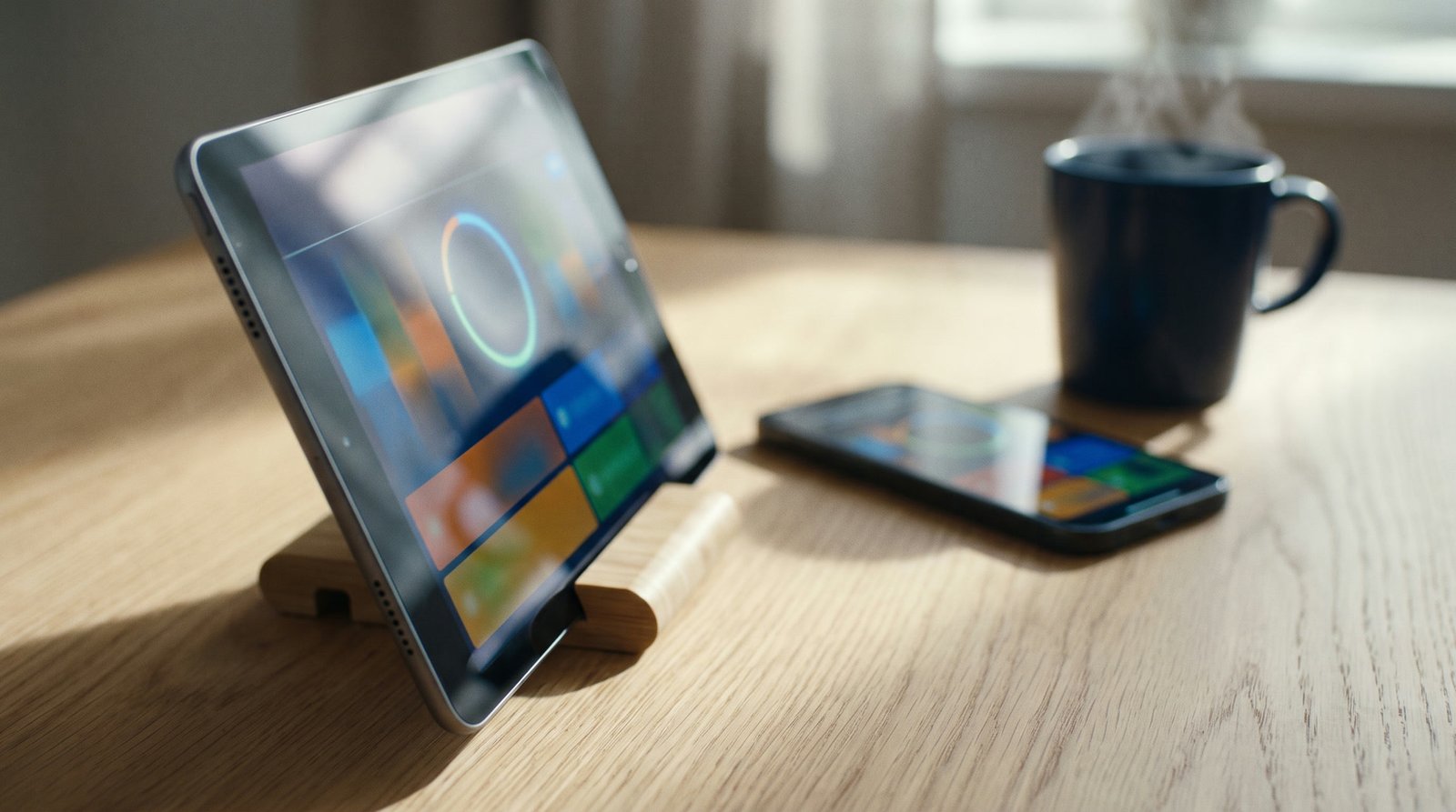 A tablet and phone showing interactive practice quizzes